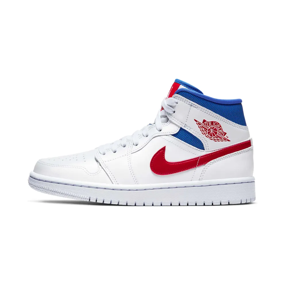 Air Jordan Womens Nike AJ I 1 Mid White ‘Red Royal’ (2020) (BQ6472-164)