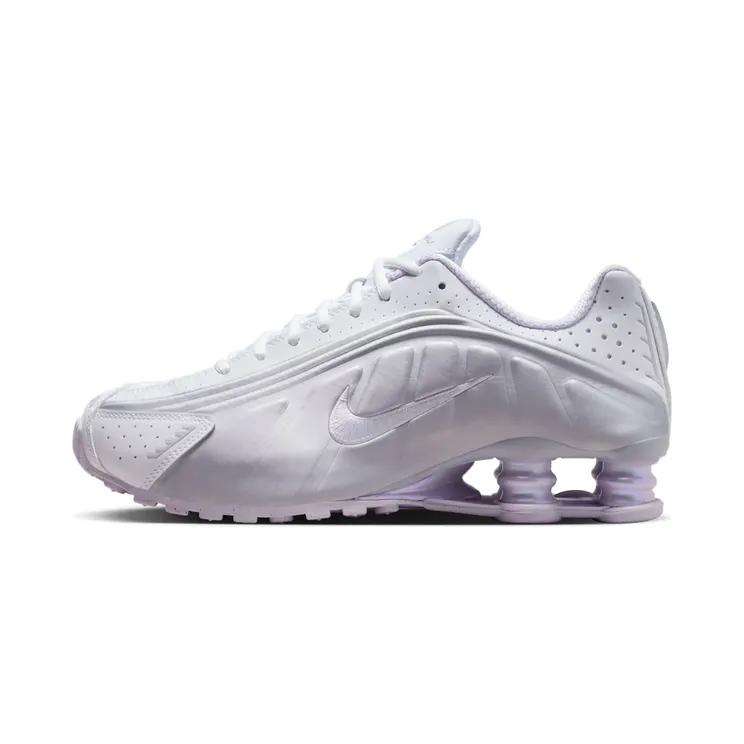 Nike Shox R4 “White / Metallic Platinum / Platinum Tint / Barely Grape” (HF5076-100)