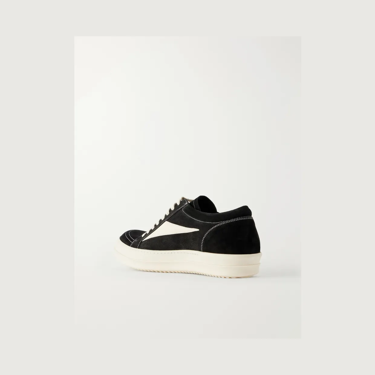 Rick Owens Vintage Suede-Trimmed Leather and Rubber Sneakers Black (RU02F4897) (4)
