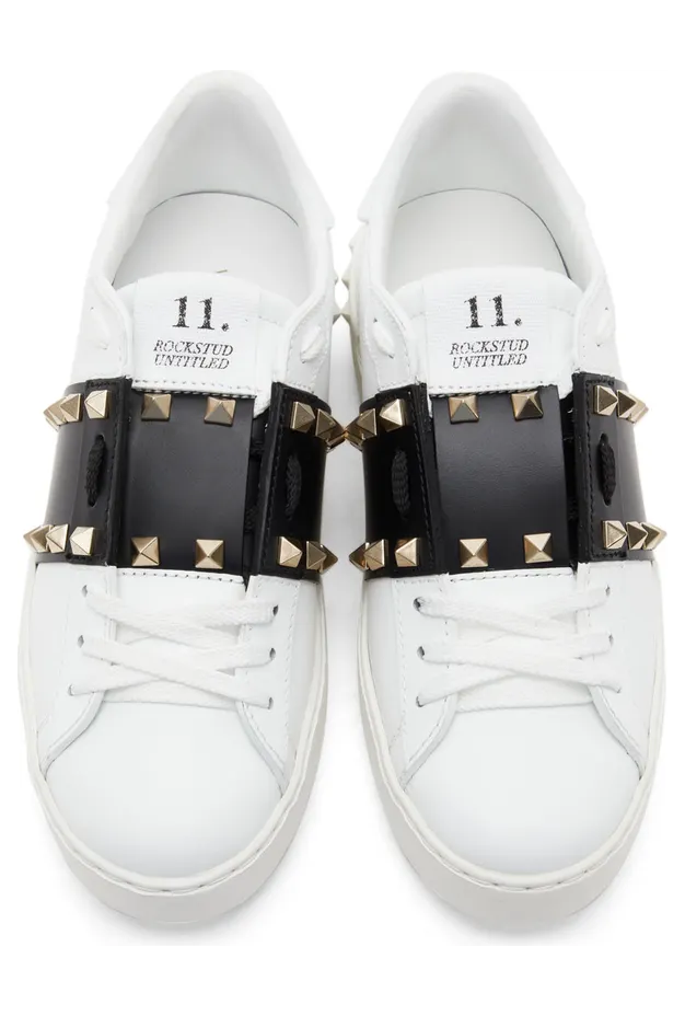Valentino Garavani White & Pink Rockstud Untitled Sneakers (WW0S0A01ZTN) (5)