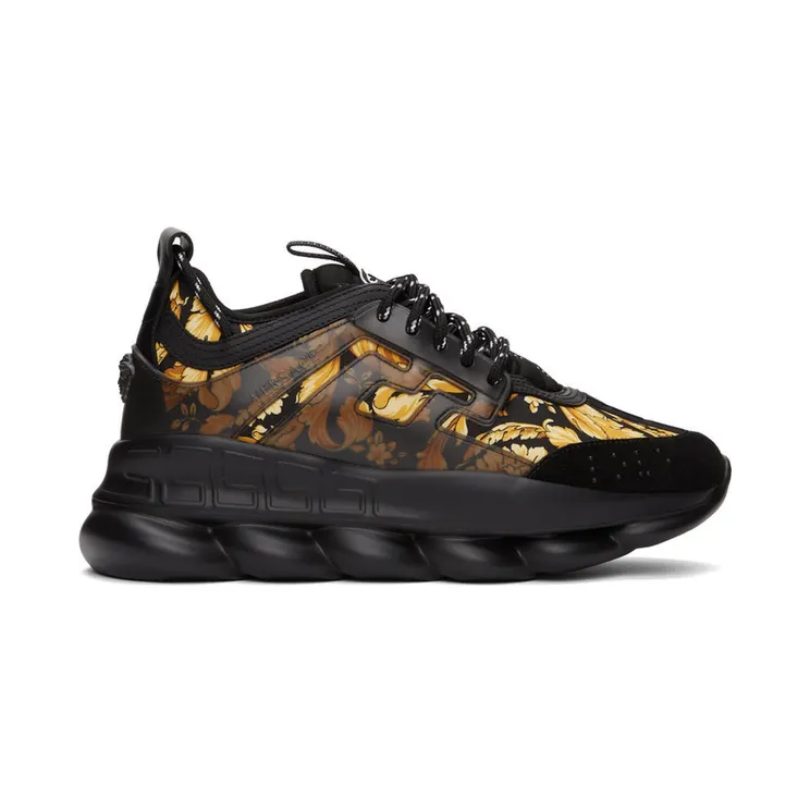 Versace Black & Gold Chain Reaction Sneakers (*DSU7071E 1A02711)