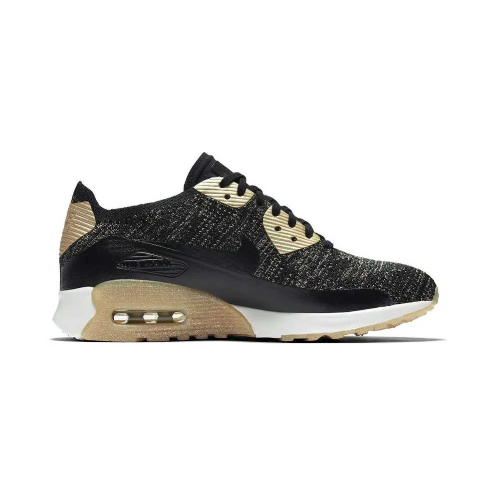 Nike Air Max 90 Ultra Flyknit Metallic Gold (W) Black/Metallic Gold-White (881563-001)