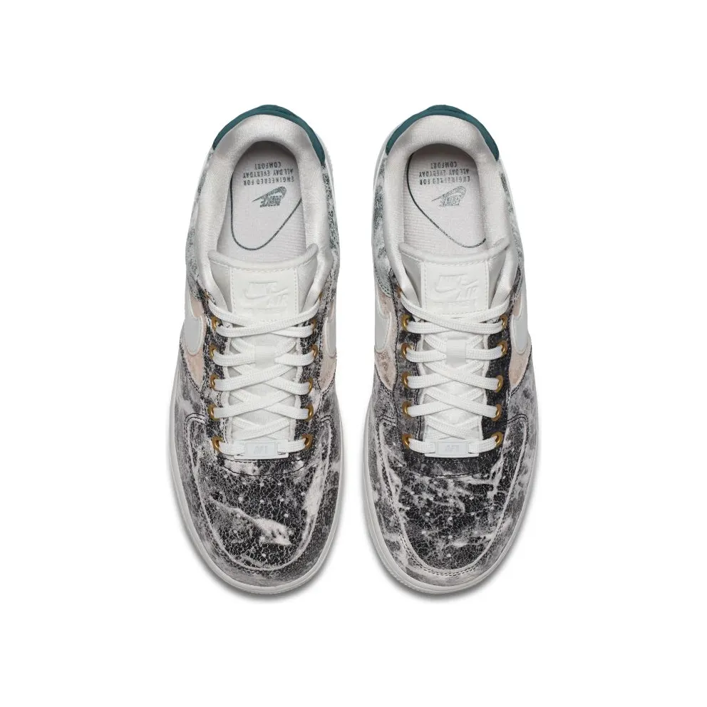 Nike Air Force 1 Low Metallic Leather (W) Summit White/Oil Grey-Bio Beige-Summit White (AO1017-100)