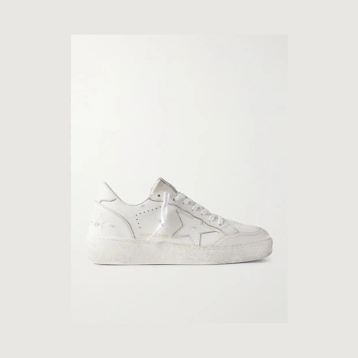 Golden Goose Ball Star Distressed Leather Sneakers White (GMF00804.F007322)