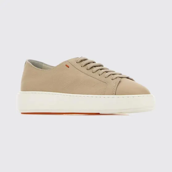Santoni Low-Top Grained Calf Leather Sneakers with Round Toe Nude (WBCD61322BARCDYIP10)