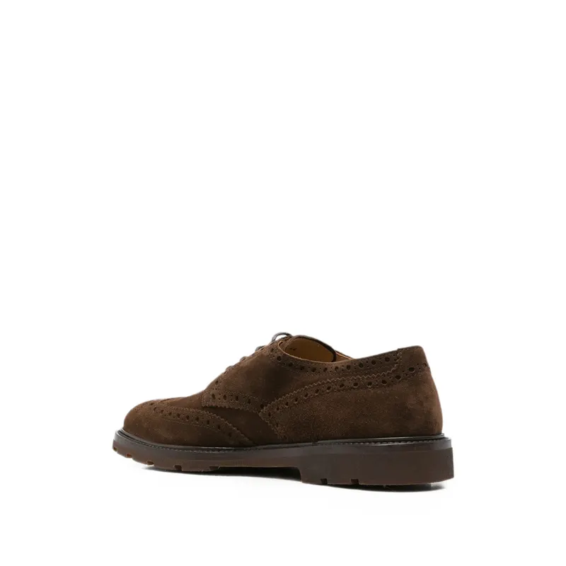 Henderson Baracco Suede Lace-up Fastening Brogue “Brown” (GEORGE.S.8 COFFE)