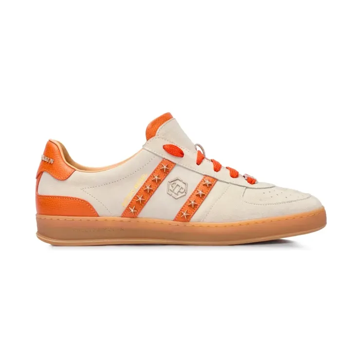 Philipp Plein Retro Rebel leren low-top sneakers met studs – Beige (SAFSUSC0911PLE009N)