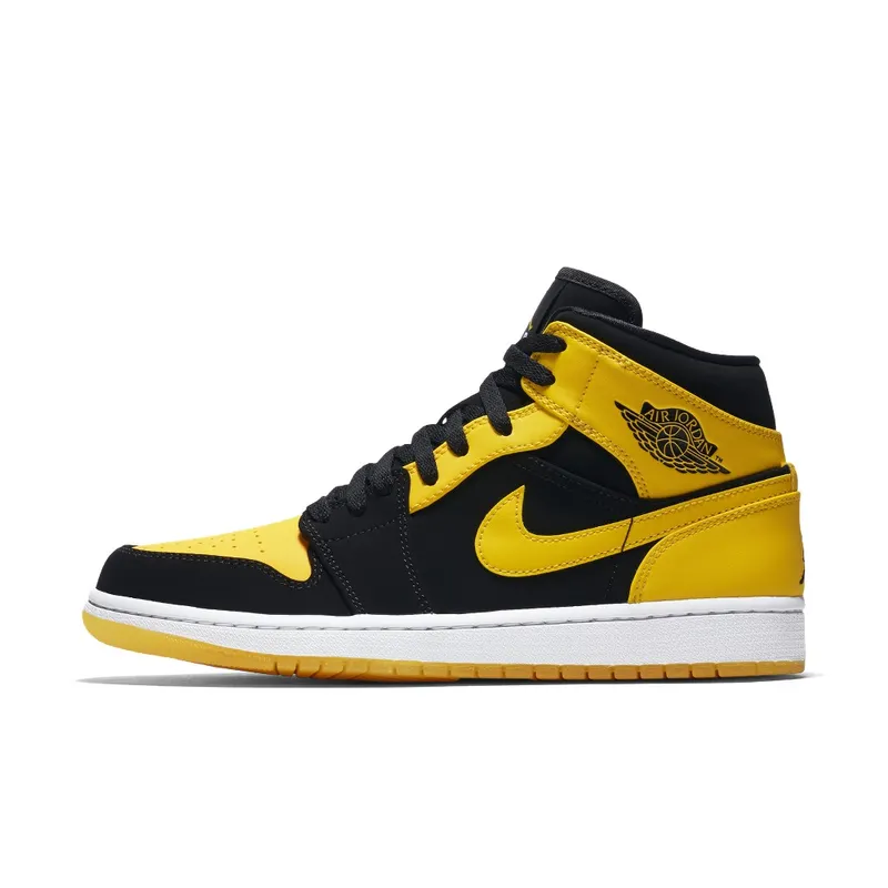 Jordan 1 Retro Mid New Love (2017) Black/Varsity Maize-White (554724-035)
