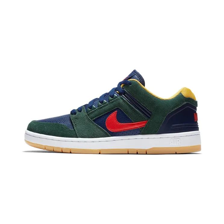 Nike SB Air Force 2 Low Rugby “Midnight Green / Blue Void / Yellow Ochre / Habanero Red” (AO0300-364)