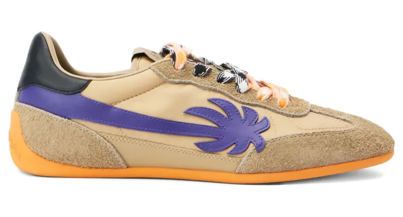 Palm Angels PA 5 suède sneakers met palmboom – Beige (PMIA105F25LEA0016135)