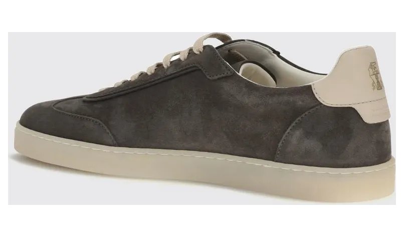 Brunello cucinelli Low-Top Suede Calfskin Trainers with Laminated Logo Charcoal (MZUMGLJ336CNL42) (2)