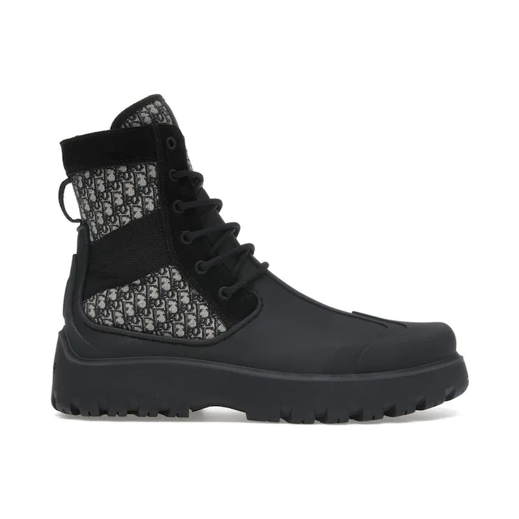 Dior Garden Lace Up Ankle Boots Black Rubber (3BO315ZYH_H961)