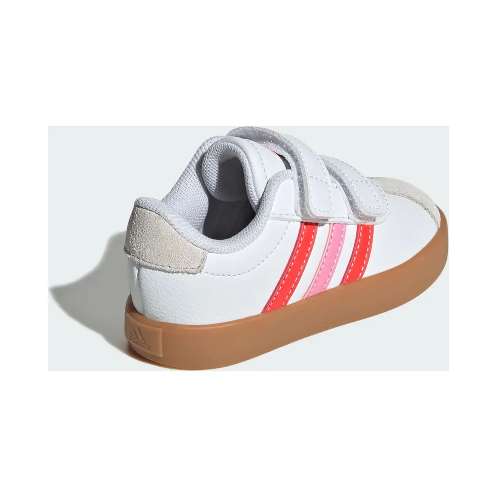 Adidas VL Court 3.0 Skateboard Shoes Kids Cloud White / Bright Red / Bliss Pink (JH6311)