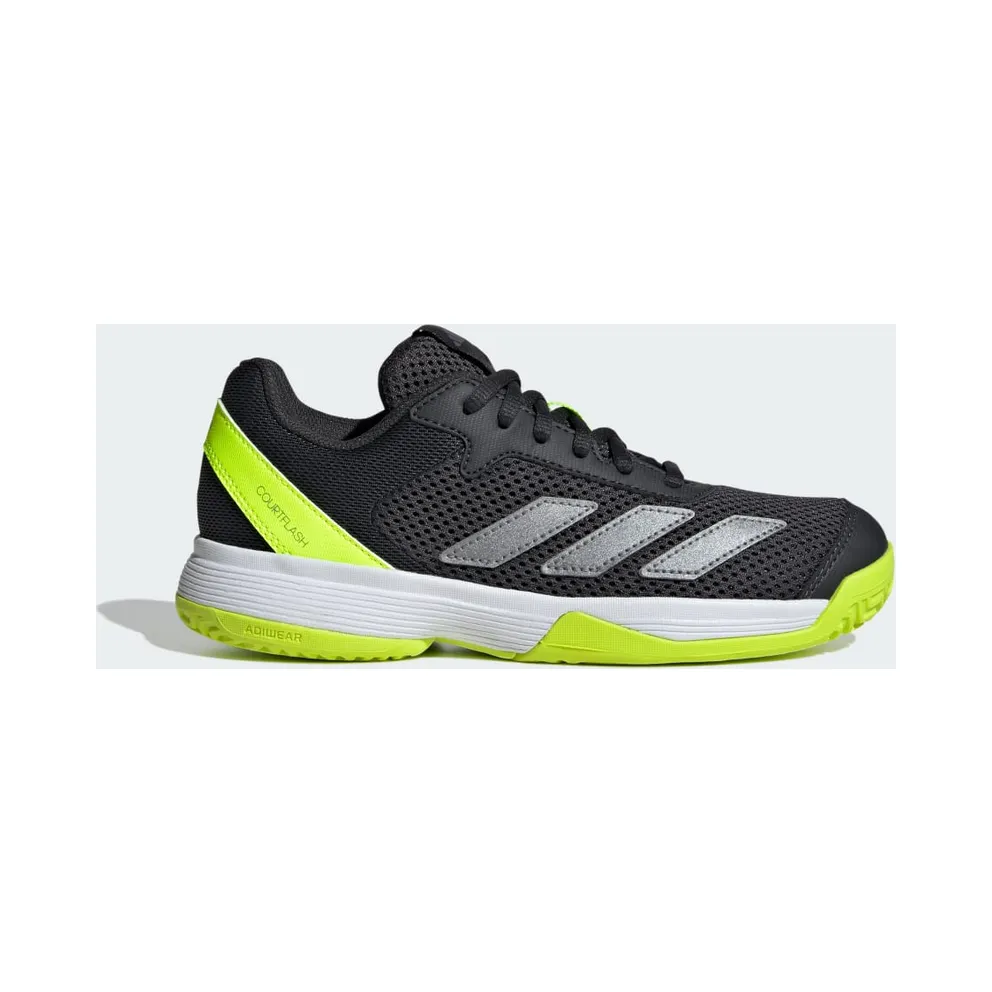 Adidas Courtflash Tennis Kids Carbon / Iron Metallic / Lucid Lemon (JI2449)