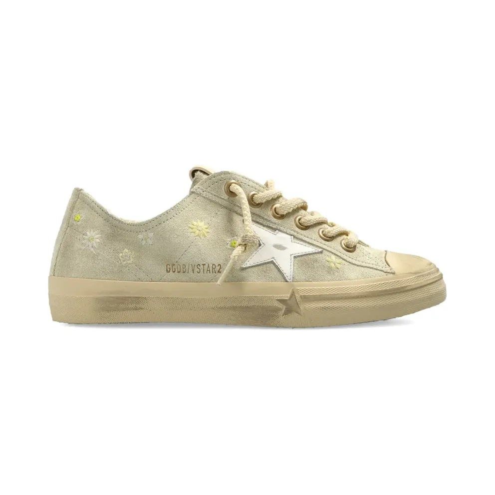 Golden Goose with Embroidered Flowers – Beige (GWF00129F007293)