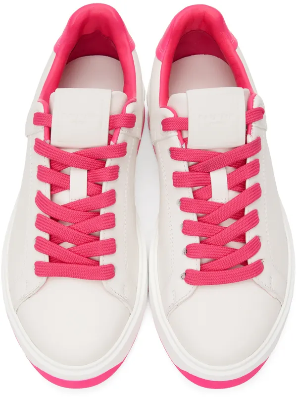 Balmain White & Pink B-Court Sneakers (XN1VI690LVTA)