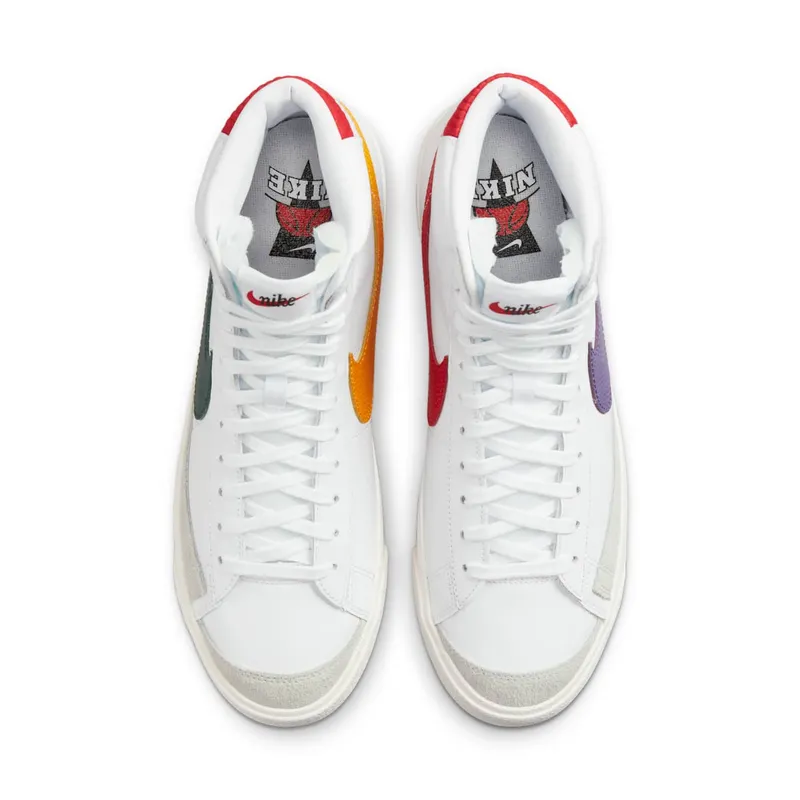 Nike Blazer Mid 77 Vintage Mismatched Basketball Leather Swooshes (DQ7777-100)