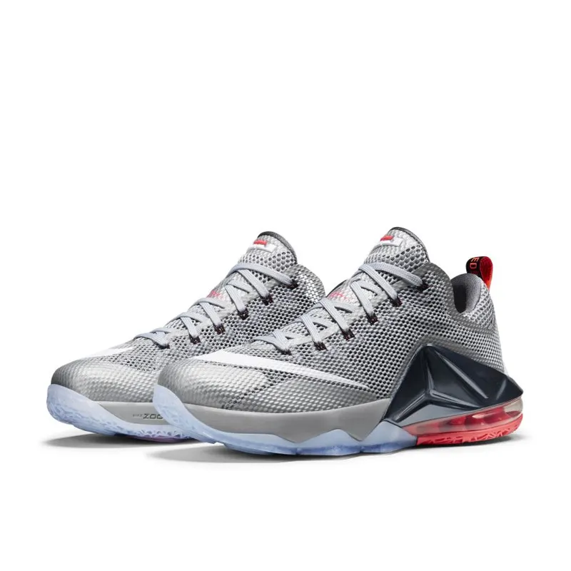 Nike LeBron 12 Low Earned Wolf Grey/White-Dark Grey-Hot Lava (724557-014)
