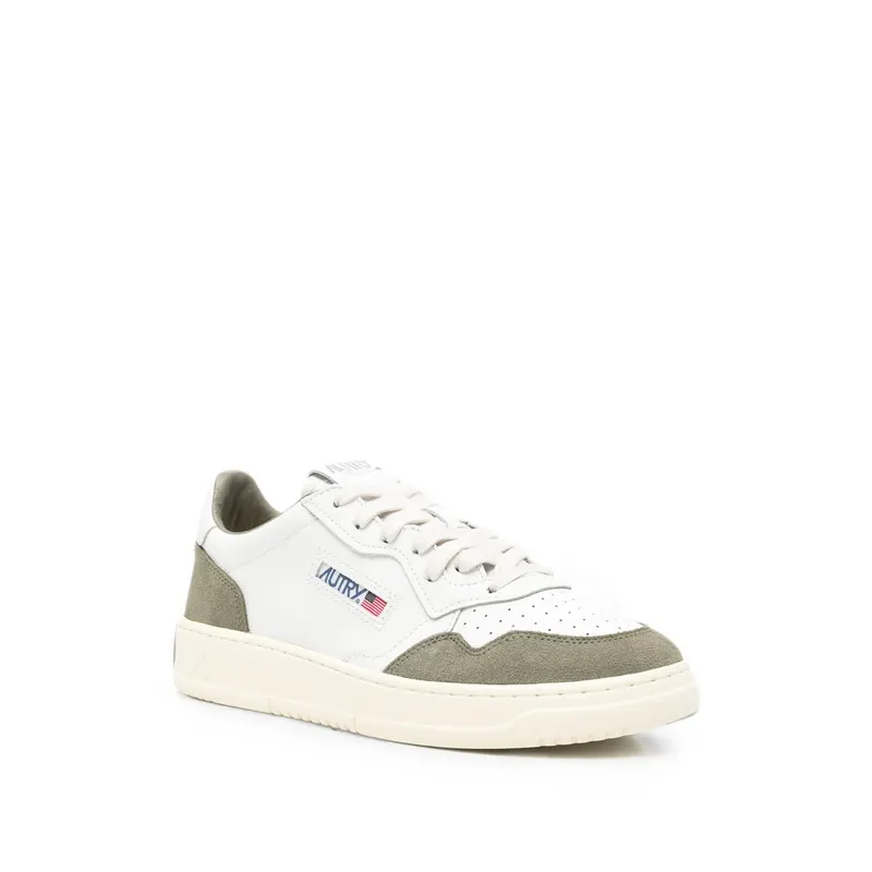 Autry Medalist Calf Suede-panelled “White/Green” (AULM FT21)