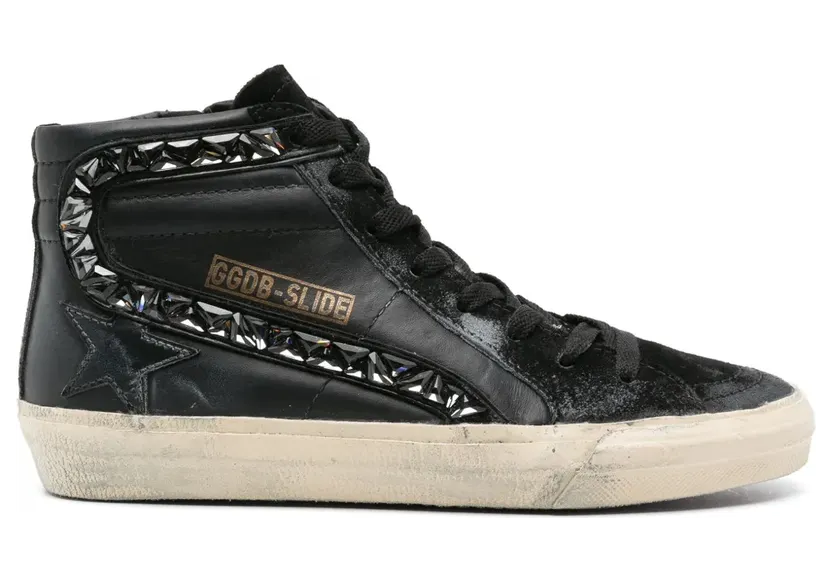 Golden Goose Slide verfraaid met kristallen “Black” (GWF00115F005159)