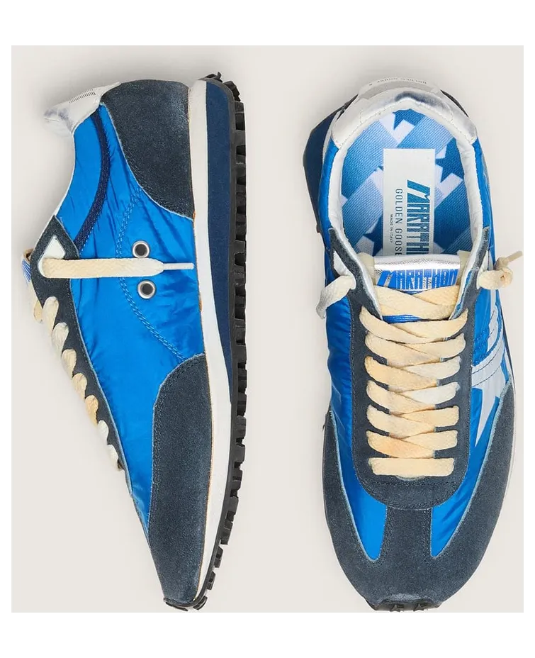 Golden Goose Men’S Marathon With Blue Nylon Upper And White Star (GMF00683.F005463.50738) (3)