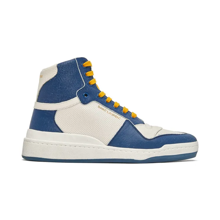 Saint Laurent Off-White & Blue SL24 High-Top Sneakers (610618AAAI5)