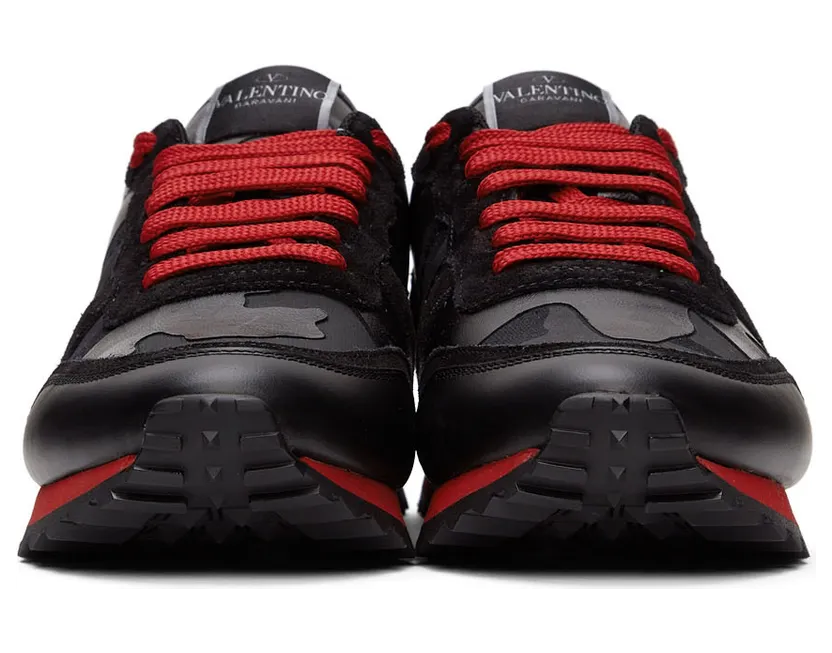 Valentino Garavani Black & Red Camo Rockrunner Sneakers (WY2S0723NSD) (2)