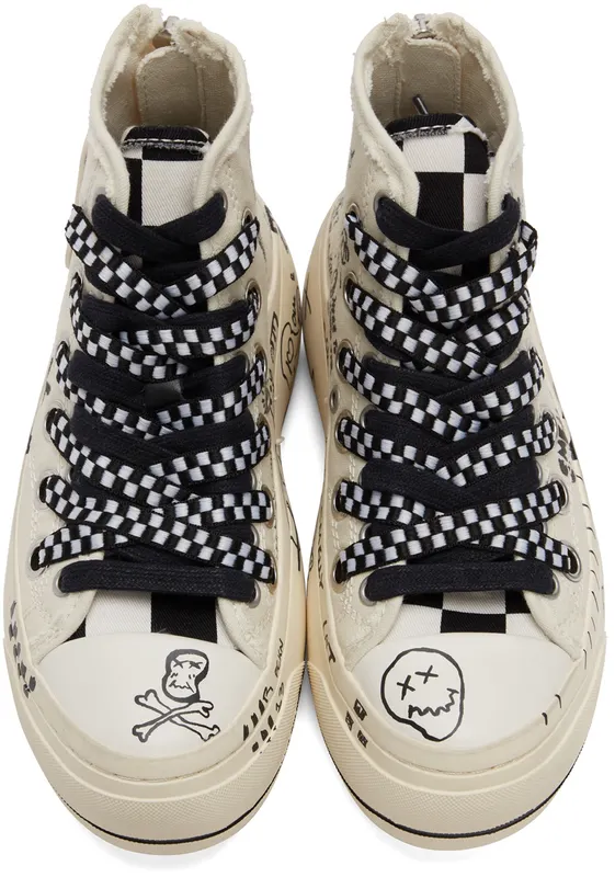 R13 Off-White Graffiti Double Grommet Kurt Sneakers (R13S5030-S047C)