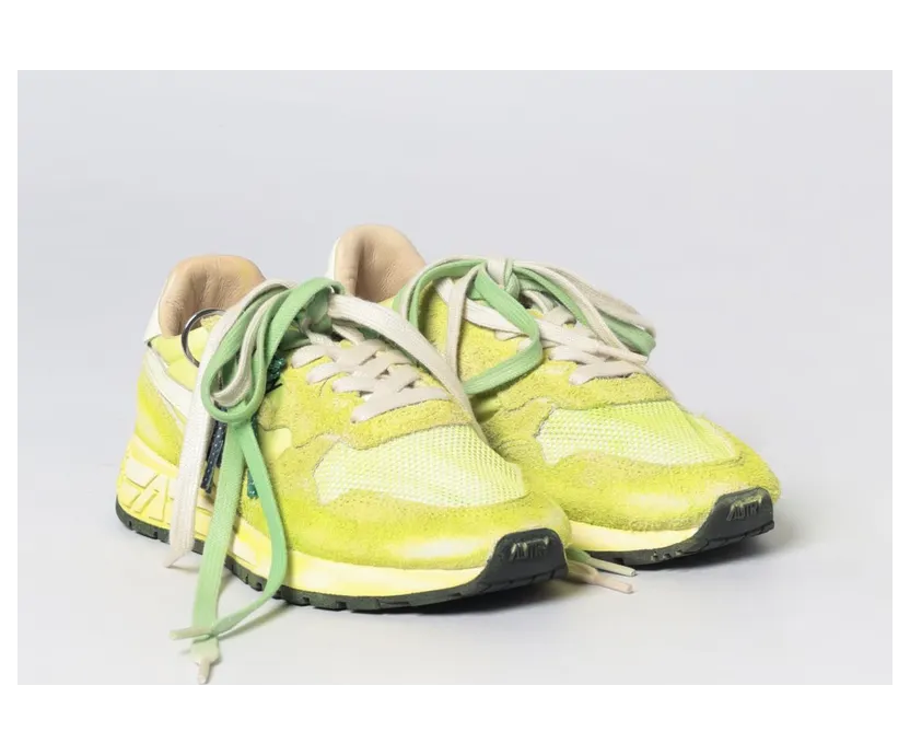 Autry Reelwind Super Vintage Used Suede and Nylon Sneakers Lemon (WVLWYS05)