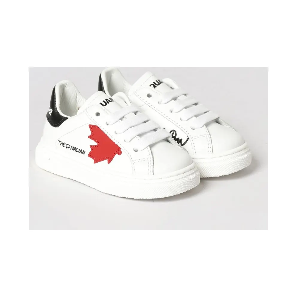 Dsquared2 Boy’s Low-Top Calfskin with Printed Logo White (8266501)