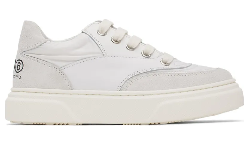 MM6 Maison Margiela Kids White & Grey Back Logo Sneakers (70340)