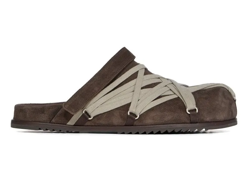 Rick Owens Concordians Megalace Suede Leather Mule Granola Brown (RU02E1813LVSW1-04)