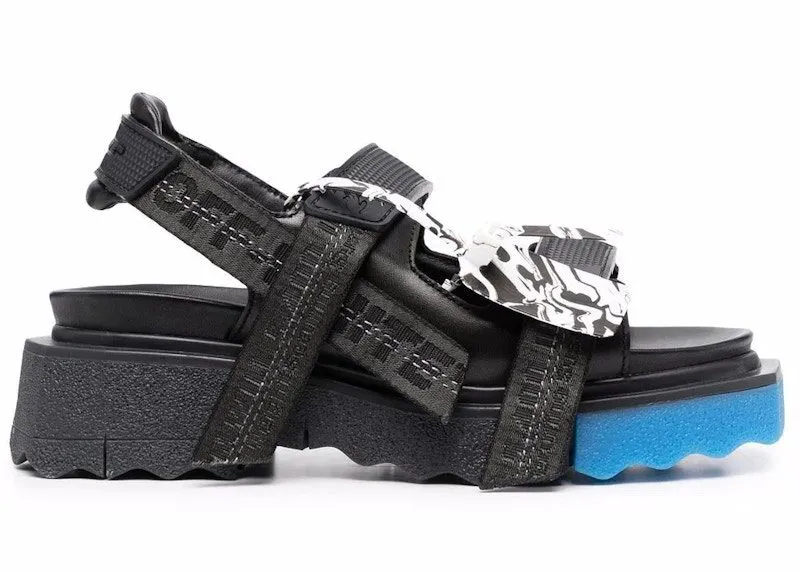 OFF-WHITE Trek Strap Sponge Sandals Black Blue (OWIH013F21LEA0011010)