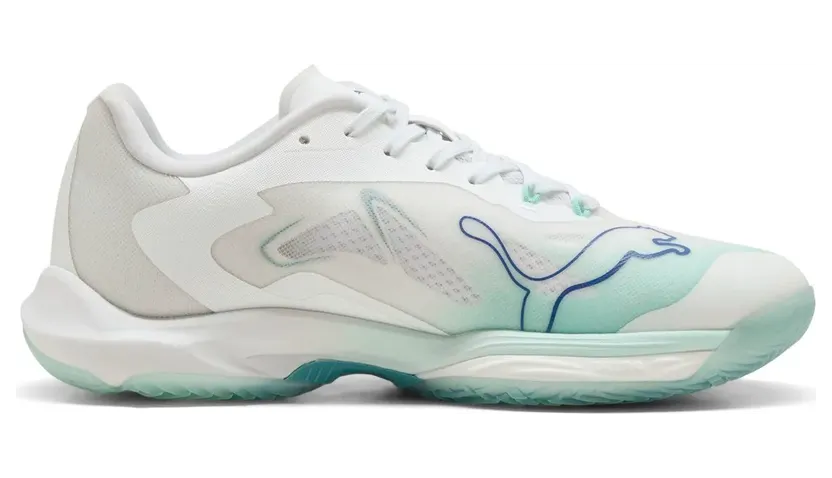 Puma Vantage Nitro W+ Game On Handballschuhe Damen 02 – PUMA white/baltic sea blue/fresh water 42.5 für Damen, weiß, Größe 37 ½ EU (108896)