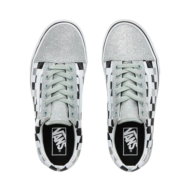Vans Old Skool Glitter Checkerboard (W) Silver/True White-Black (VN0A4BV5V3J)