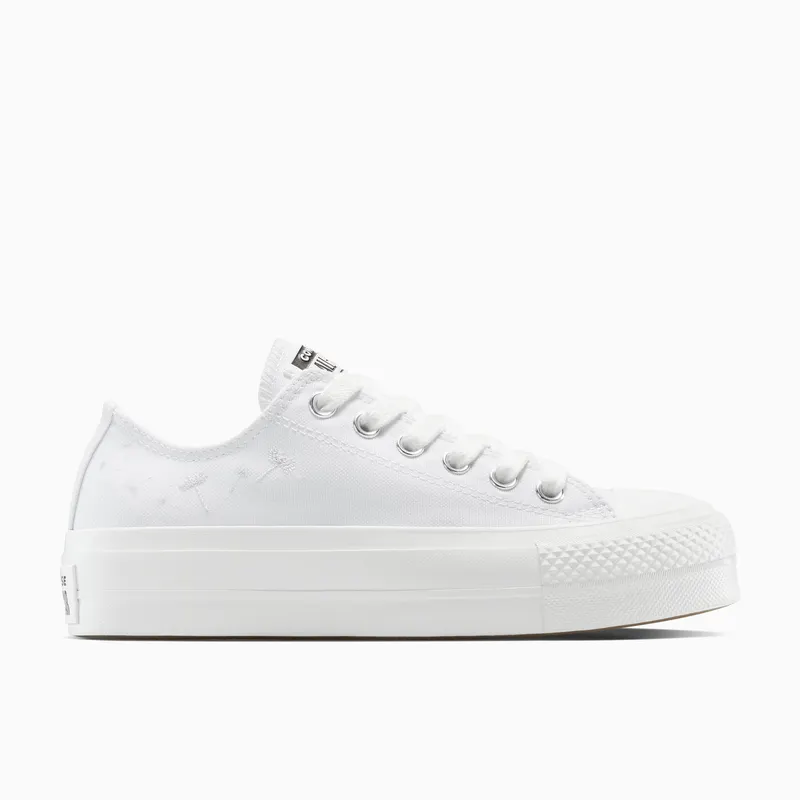 Converse Chuck Taylor All Star Lift Platform Embroidered Flowers Vintage White/Gum Honey/Silver (A15484C)