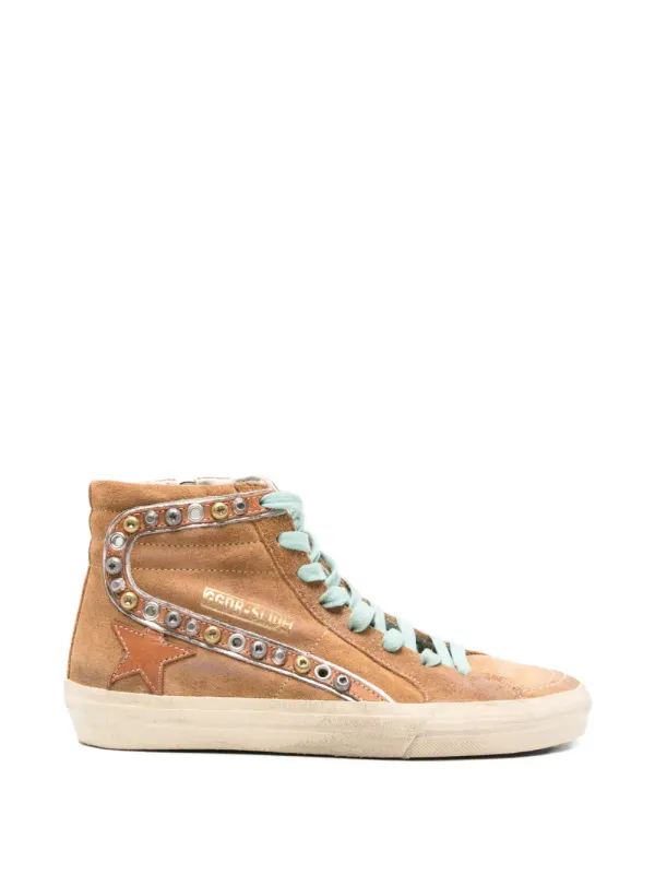 Golden Goose Slide sneakers with studs – Brown (GWF00115F007235)