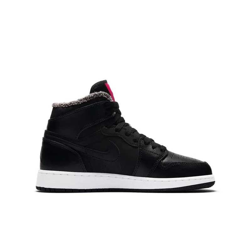 Jordan 1 Retro High Fleece Black Pink (GS) Black/Deadly Pink-White (332148-014)
