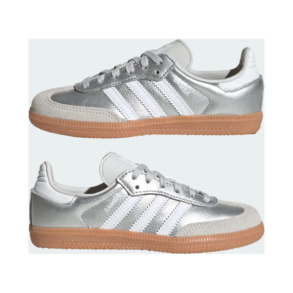 Adidas SAMBA OG Shoes Silver Metallic / Cloud White / Gum (KK2344)