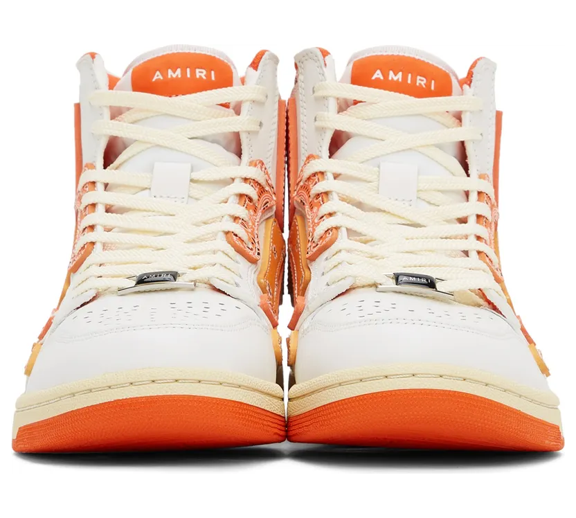 AMIRI White & Orange Skel Top Hi Bandana Sneakers (PS22MFS016-665) (2)