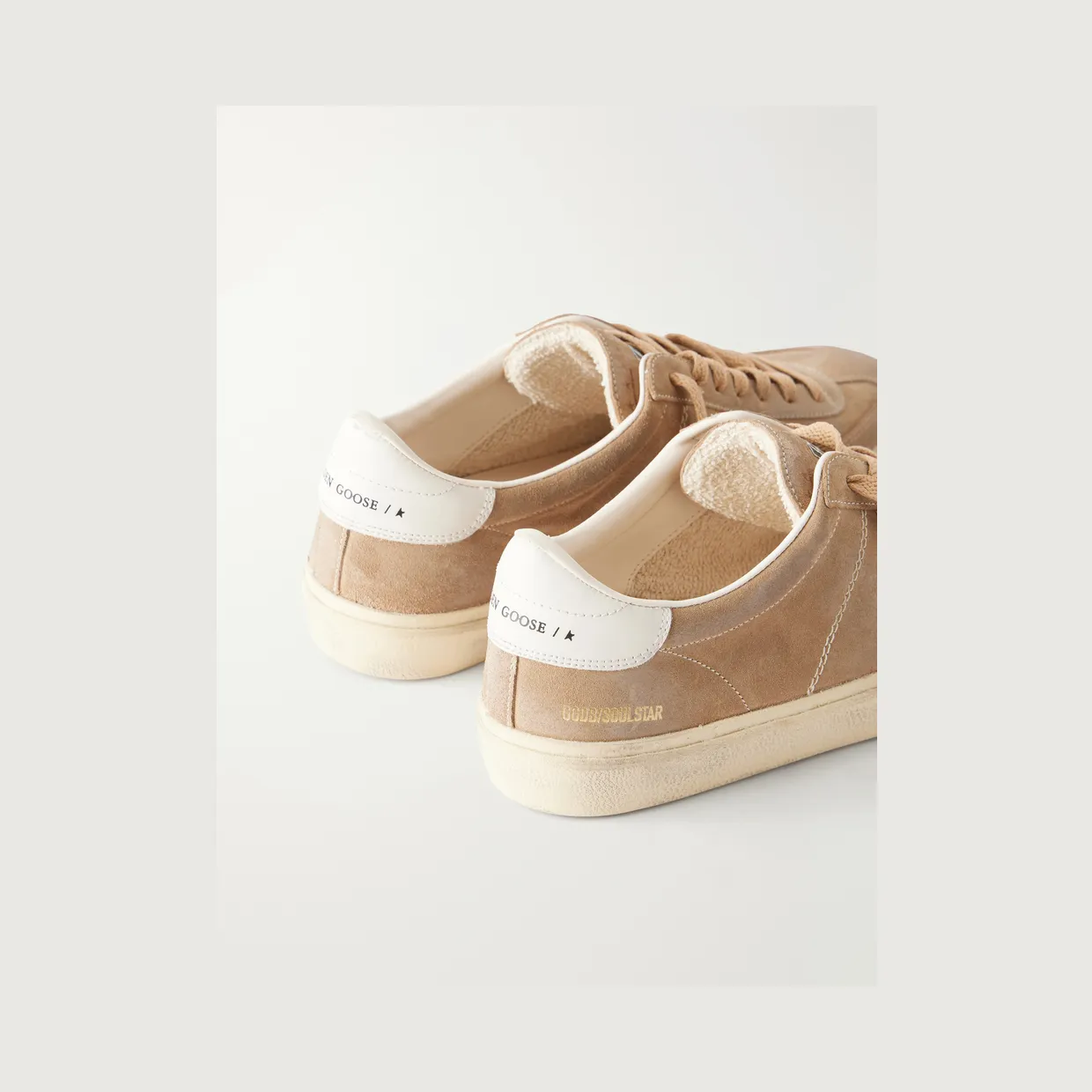 Golden Goose Soul Star Leather-Trimmed Suede Sneakers Tan (GMF00464.F008347) (5)