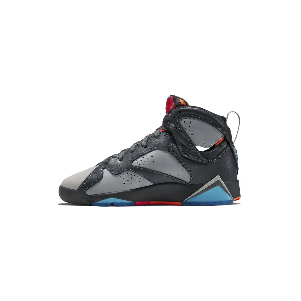 Jordan 7 Retro Barcelona Days (GS) Grey/Wolf Grey-Total Orange-Turquoise Blue (304774-016)