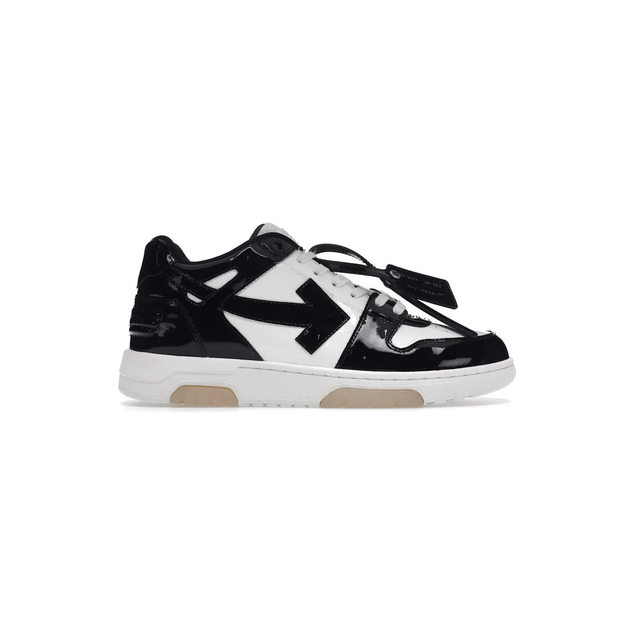 OFF-WHITE Out Of Office OOO Low Tops Patent Black White (OMIA189S22LEA0020110)