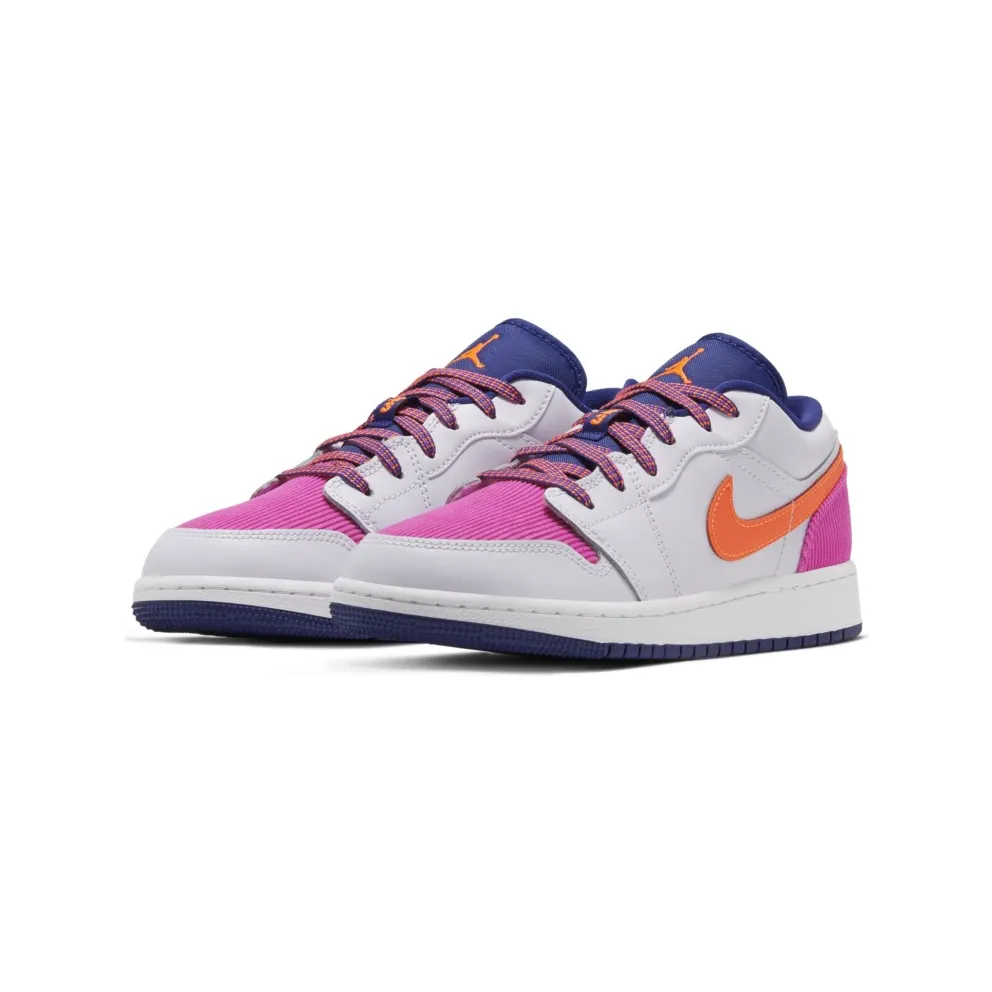 Jordan 1 Low Pink Corduroy (GS) White/Navy/Pink (554723-502)