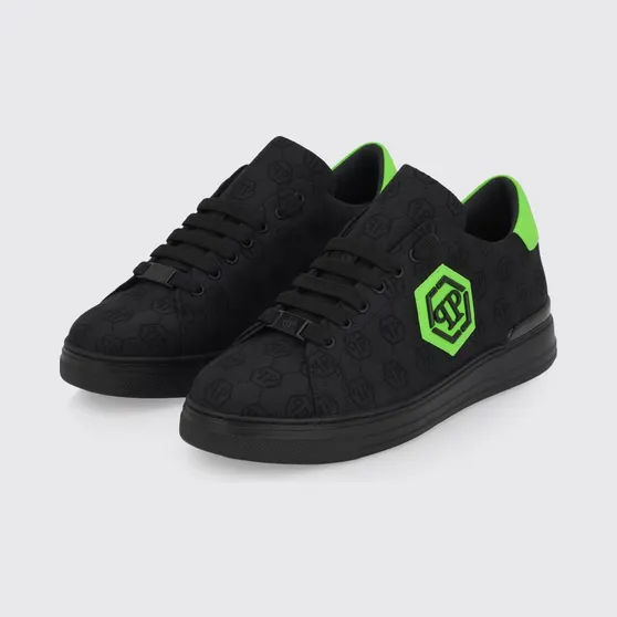 Philipp plein Fabric Sneakers with Hexagon Jacquard Black (PAFSMSC4093PTE021N0227)