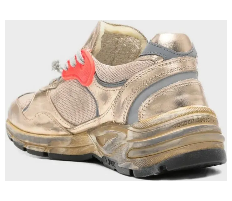 Golden goose Dad-Star Sneakers in Mesh and Used Laminated Leather Silver (GWF00884F00121165120) (2)