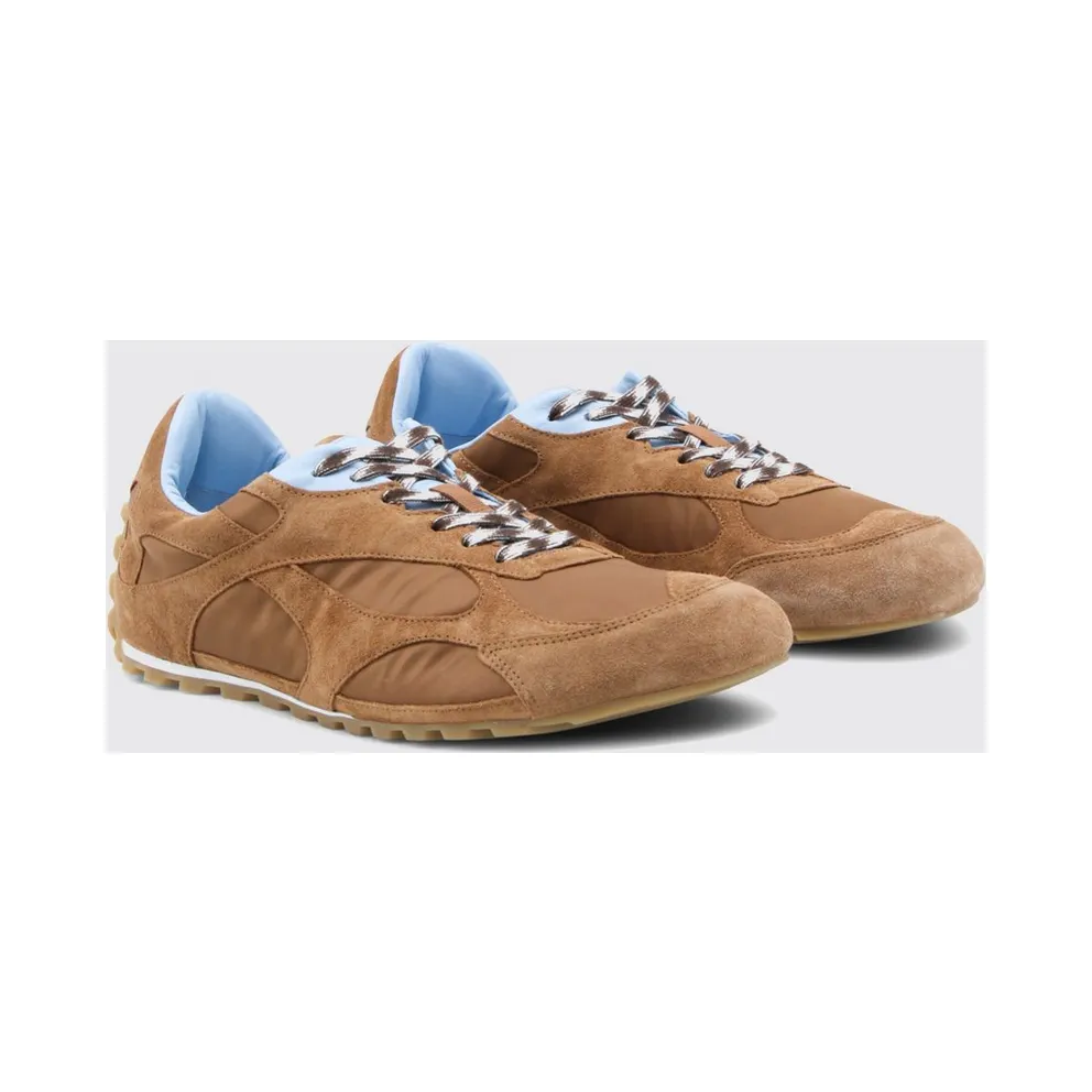 Bottega Veneta Orbit Flash Suede and Nylon Sneakers Amber (838373V3MS22589)
