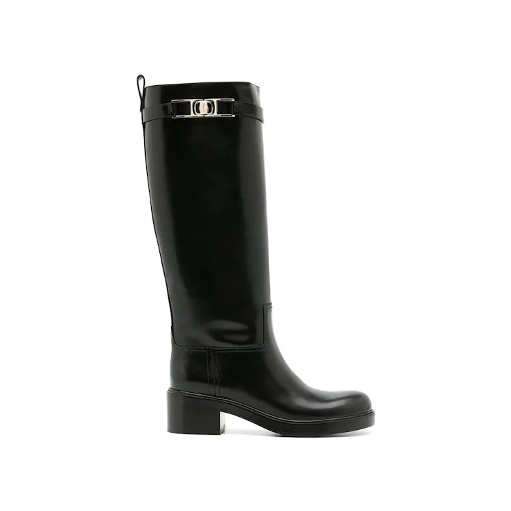 Ferragamo Gancini 55mm Knee Boots Black (01C904750681)