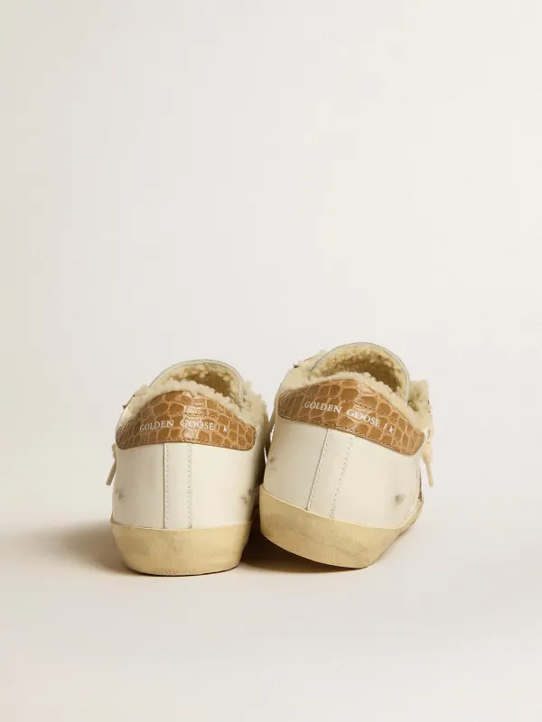 Golden Goose Super-Star With Silver Leather Star And Crocodile-Print Leather Heel Tab (GWF00101.F005174.11662) (4)