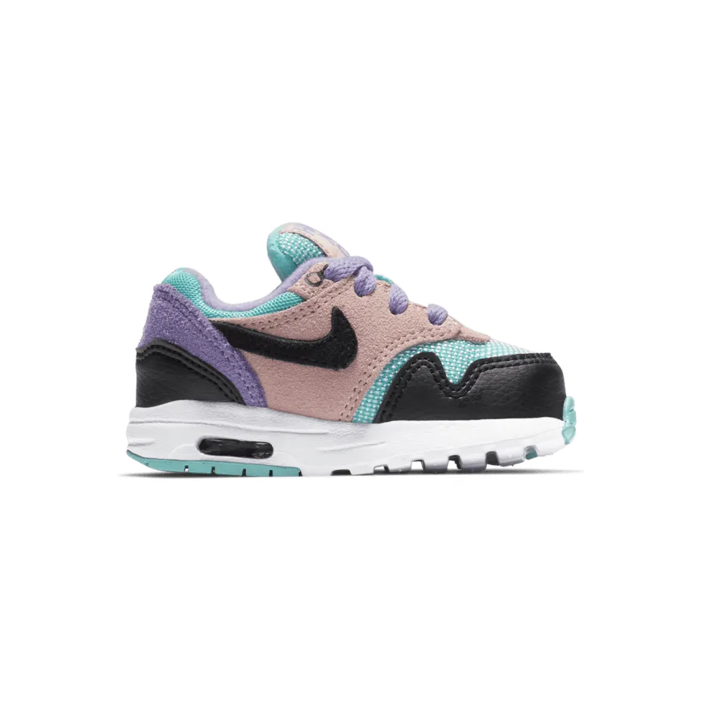 Nike Air Max 1 Have a Day (TD) Black/White-Space Purple-Bleached Coral-Hyper Jade (BQ7214-001)